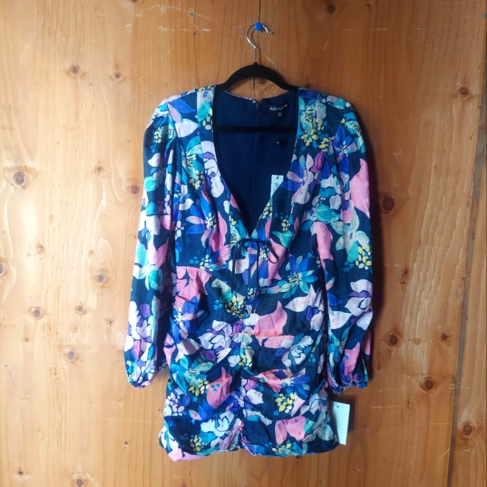 For Love & Lemons Multicolor Floral Patterned Rooched Dress
